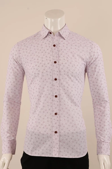 Uzun Kol Slim Fit Desenli Gömlek - 6