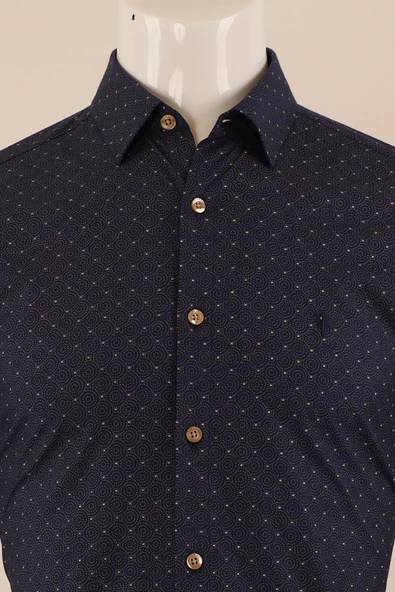 Uzun Kol Slim Fit Desenli Gömlek - 8