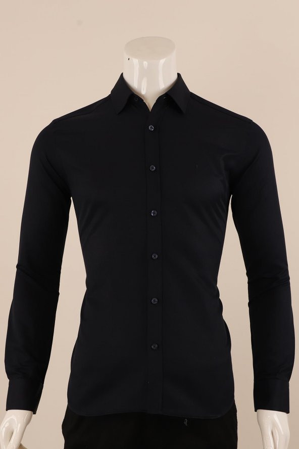 Uzun Kol Slim Fit Desenli Gömlek - 2