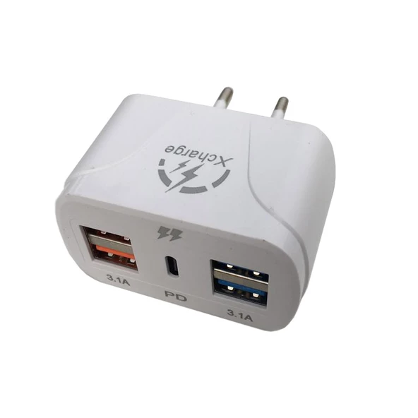 220v to 4 port usb yüksek hızlı soket şarj+Type C 5v 3.1A şarj adaptörü