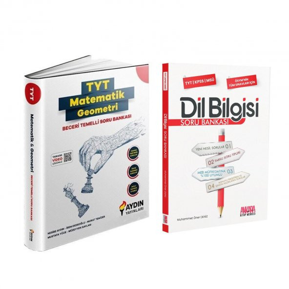 Aydın TYT Matematik Geometri Beceri Temelli ve AKM Dil Bilgisi Soru Bankası Seti 2 Kitap