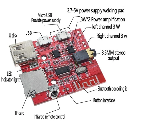 3W Araba Bluetooth 4.1 MP3 WAV USB/TF/U-DISK/IR Uzaktan Kumanda HW-772 V1