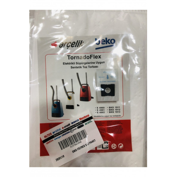 ARÇELİK TORNADO FLEX SÜPÜRGE TOZ TORBASI