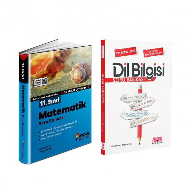 Aydın 11. Sınıf Matematik ve AKM Dil Bilgisi Soru Bankası Seti 2 Kitap