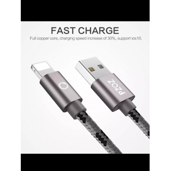 Apple Iphone Uyumlu Usb Hızlı Şarj Ve Data Kablosu-gri-1 Metre - 3