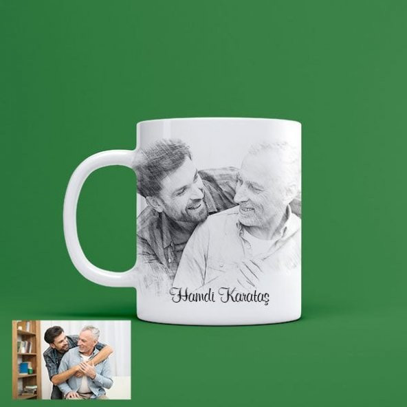 Karakalem Baba Temalı Kupa Bardak-4