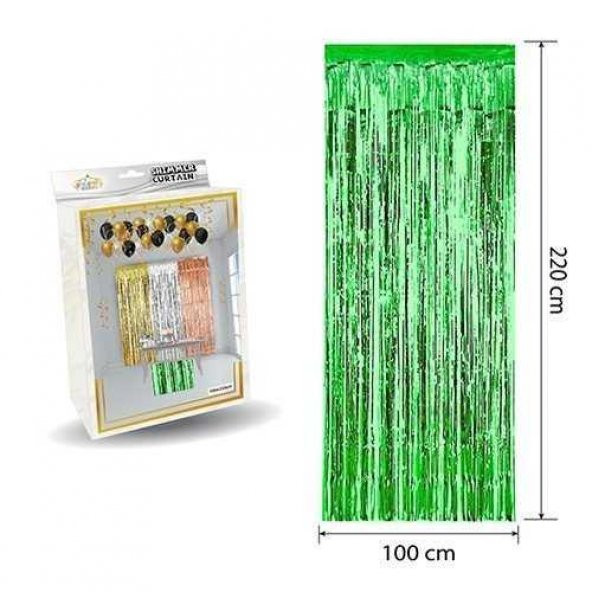 Metalize Arka Fon Kapı Perdesi Yeşil 100x200 cm