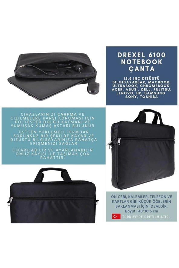 Plm Drexel 6100 15.6 " Siyah Notebook Çantası - Resim 8