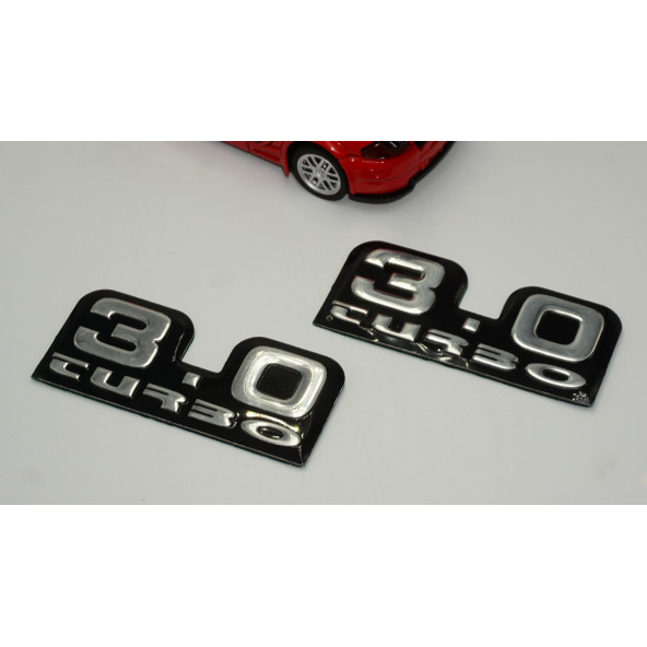 3.0 Turbo Logo Yan Çamurluk 3M Metal Logo Amblem Seti - Resim 3
