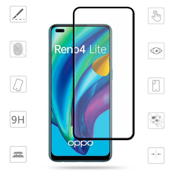 Oppo Reno 4 Lite Zore Kenarları Kırılmaya Dayanıklı Cam Ekran Koruyucu - 6