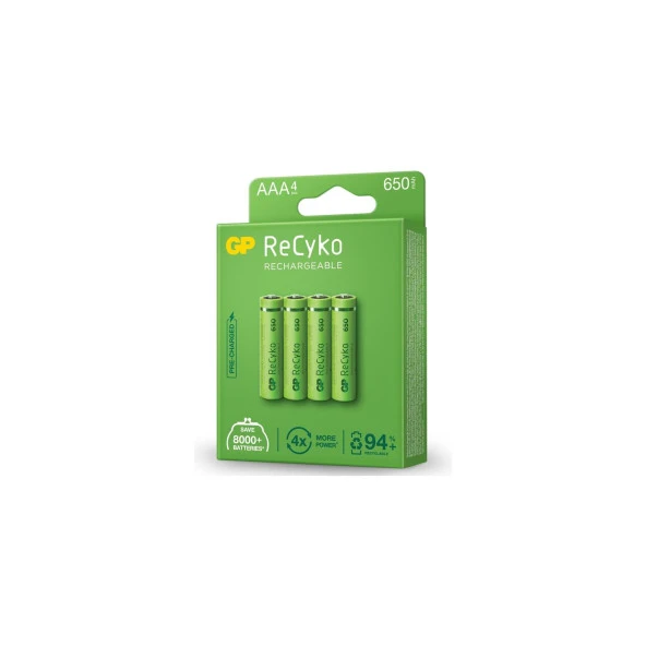 GP AAA 650 mAh Şarjlı İnce Kalem Pil 4 Lü Paket - Resim 2