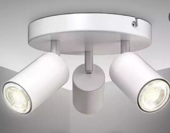 MYLİGHTS  MAT BEYAZ LED AVİZE LED SPOT ÜÇLÜ HAREKETLİ METAL GÜNIŞIĞI AMPULLÜ