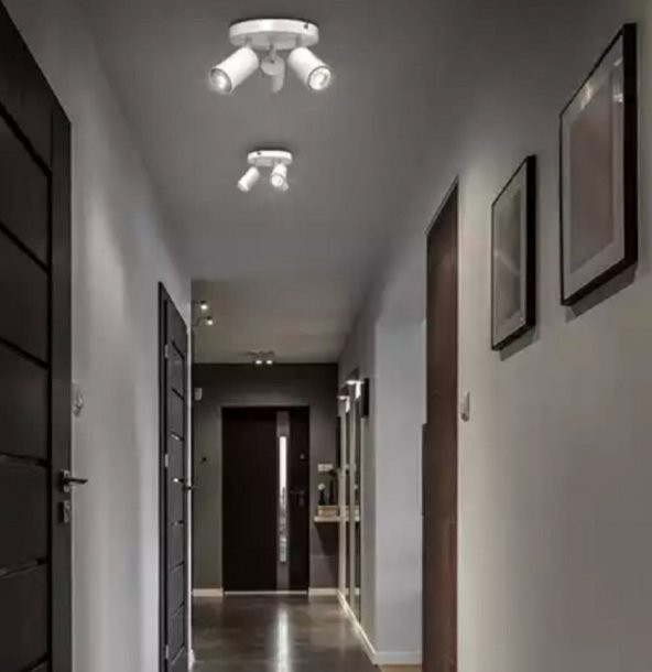 MYLİGHTS  MAT BEYAZ LED AVİZE LED SPOT ÜÇLÜ HAREKETLİ METAL GÜNIŞIĞI AMPULLÜ - Resim 2