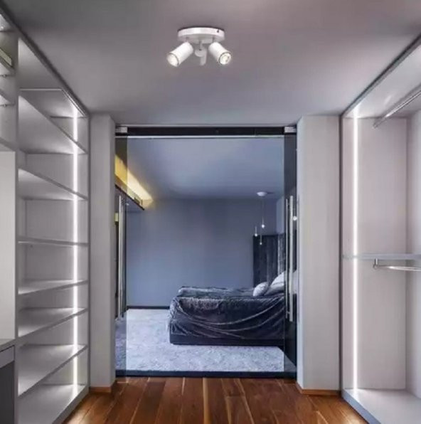 MYLİGHTS  MAT BEYAZ LED AVİZE LED SPOT ÜÇLÜ HAREKETLİ METAL GÜNIŞIĞI AMPULLÜ - Resim 3