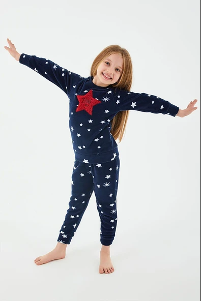 Arnetta 2271 Garson Shine Lacivert Kız Çocuk Uzun Kol Pijama Takım ürün görseli 1