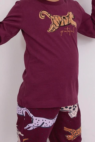 Arnetta 2169 Garson Grateful Mor Kız Çocuk Uzun Kol Pijama Takım - 4