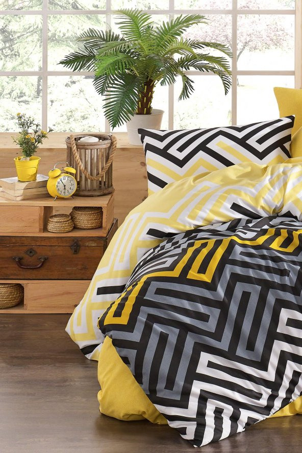 NevresimEv Maze Hardal Çift Kişilik Nevresim Seti - 2