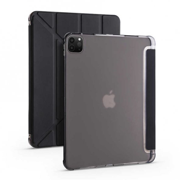 iPad Pro 12.9 2021 (5.Nesil) Kılıf Tri Folding Kalem Bölmeli Standlı Kılıf - 2