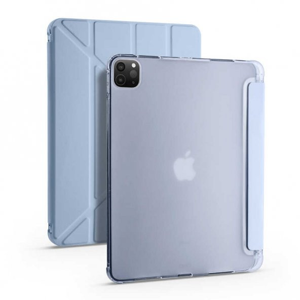 iPad Pro 12.9 2021 (5.Nesil) Kılıf Tri Folding Kalem Bölmeli Standlı Kılıf - 4