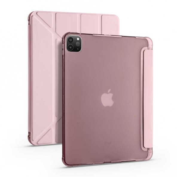 iPad Pro 12.9 2021 (5.Nesil) Kılıf Tri Folding Kalem Bölmeli Standlı Kılıf - 6