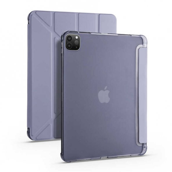iPad Pro 12.9 2021 (5.Nesil) Kılıf Tri Folding Kalem Bölmeli Standlı Kılıf - 8