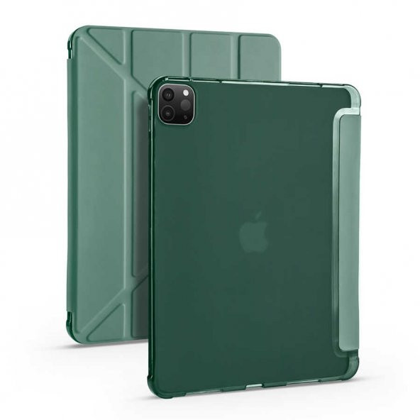 iPad Pro 12.9 2021 (5.Nesil) Kılıf Tri Folding Kalem Bölmeli Standlı Kılıf - 9
