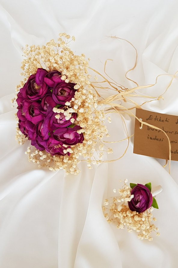 adresiburasi Style Model Gelin Çiçeği Mor Gelin Buketi Söz Nişan Düğün Aksesuarı Mor