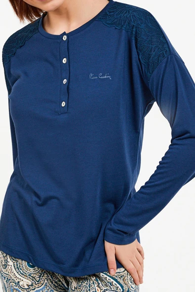 Pierre Cardin 8447 Mavisi Uzun Kol Pijama Takım - 3