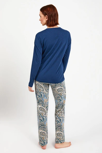 Pierre Cardin 8447 Mavisi Uzun Kol Pijama Takım - 5