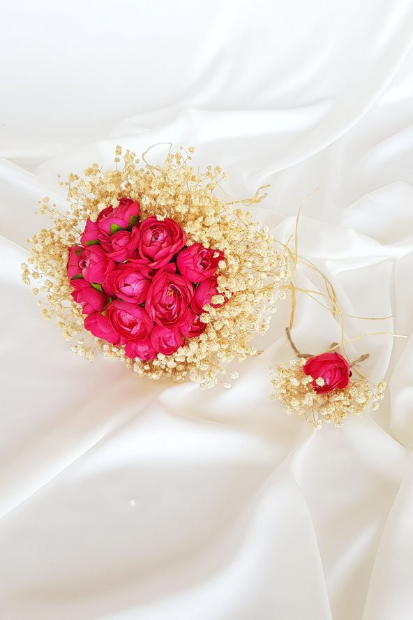 adresiburasi Style Model Gelin Çiçeği Kırmızı Gelin Buketi Söz Nişan Düğün Aksesuarı Kırmızı