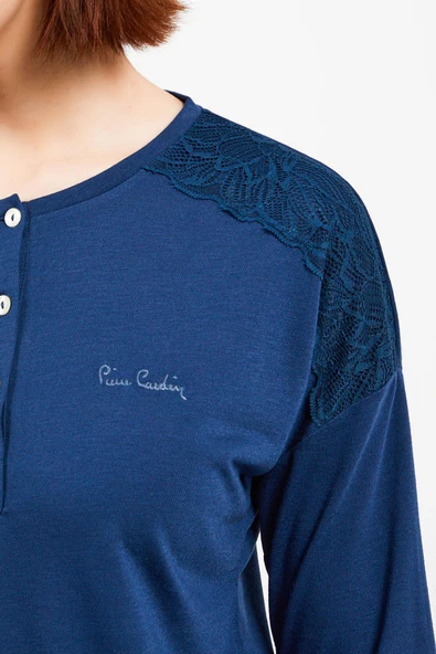 Pierre Cardin 8447 Mavisi Uzun Kol Pijama Takım - 4