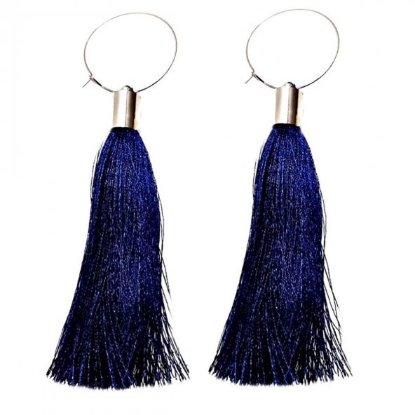 Mavi Püskül Rose Kadın Küpe