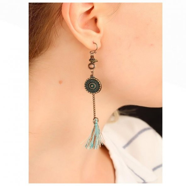 Bronz Renk Kadın Retro Küpe