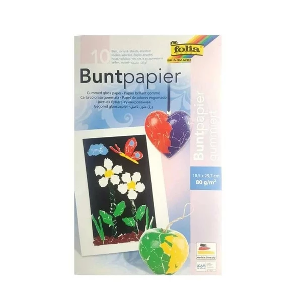 Buntpapier Gummiert El İşi Kağıdı  10 Renk 18,5x29,7cm