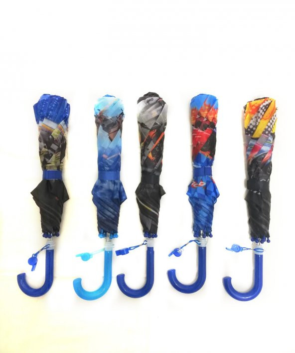 7 Moda Erkek Çocuk Şemsiyesi, Yarı otomatik Mekanizma Küçük Boy 43 cm