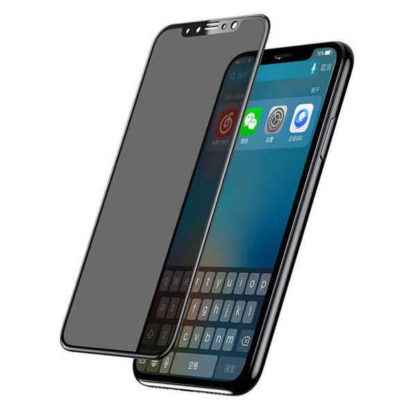 KNY Apple İphone 12 Pro İçin Privacy 5D Davin Sert Ekran Koruyucu Siyah