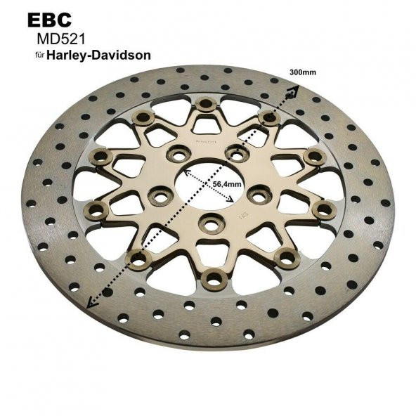 Ebc Md521 2008-2021 Harley-Davidson FLHX Street Glide Arka Fren Diski - Resim 3
