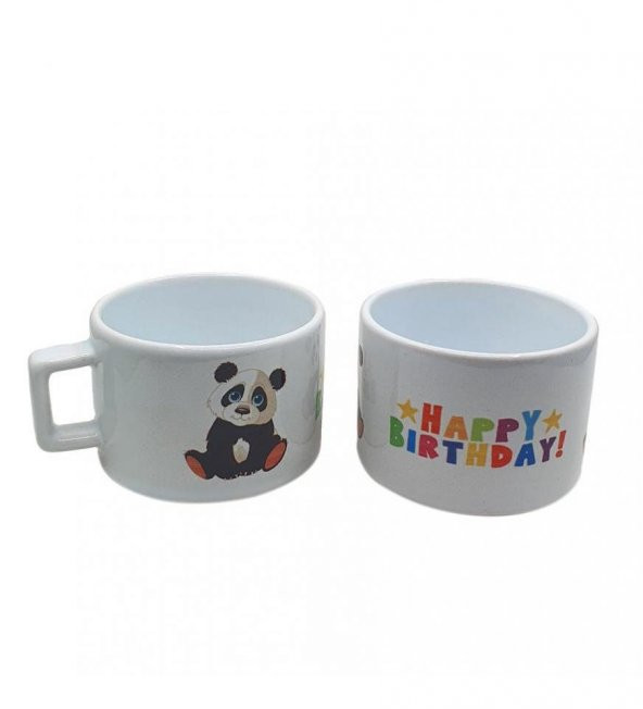 Panda Happy Birthday Doğum Günü Konsept Ahşap Kutulu Kupa Bardak - Resim 6
