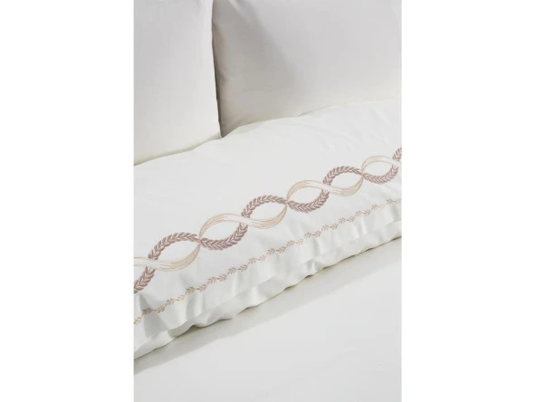 Başak Nakışlı 6 Parça Nevresim Takımı Krem - Resim 2