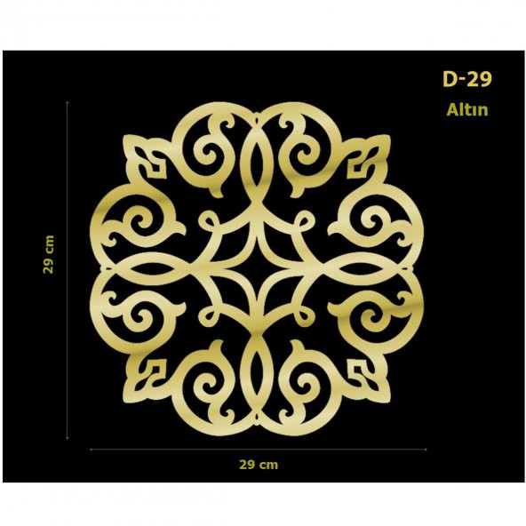 D-29 Altın 29 x 29 cm Sibu Aynalı Pleksi Mobilya Dolap Süsü