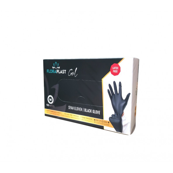Glove L Beden Tpe/pe Pudrasız Tek Kullanımlık Siyah Elastik Eldiven 100 Adet