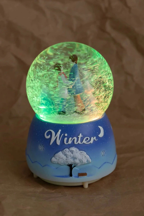 Kış Masalı El Ele Sevgili Büyük Boy Kar Küresi - 2