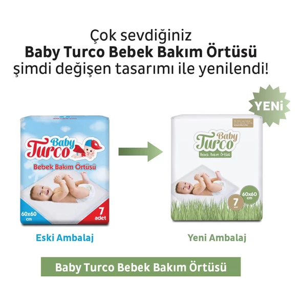 Baby Turco Bebek Bakım Örtüsü 60x60 cm 7x5 35 Adet - 7
