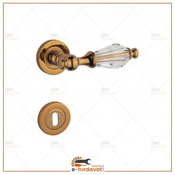 Topkapı Krsital Albirifin Lüx Rozetli Elmas Oda Kapı Kolu 1 Takım ürün görseli