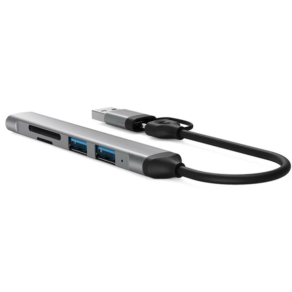 Type C - usb A to 5in1 usb hub+kart okuyucu usb 3.0-2.0 tf/sd - 4