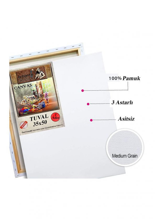 Tuval 50x70 Arkadan Zımbalı Astarlı 6 Adet Resim Tuvali 50*70 Öğrenci Tual Akrilik Boya Yağlı Boya İçin İdeal - Resim 2