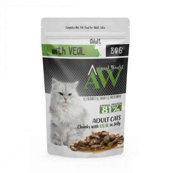 Animal World Dana Etli Hassas Sindirim Kedi Konserve Pouch 80 Gr