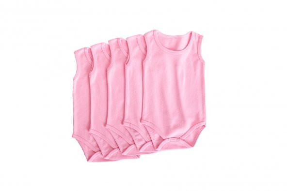 Finezza Lafiny Pamuk Çıtçıtlı Bebek Body Zıbın 5'li Paket - 1369  Pembe 6-9 Ay