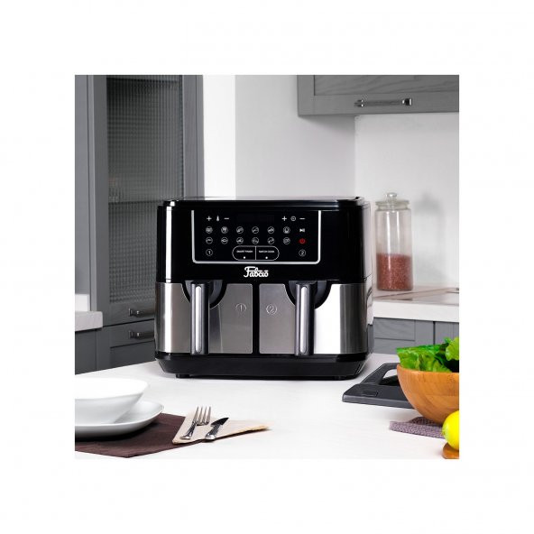Fabcio Duo V2 Dokunmatik Ekran 9lt Çift Hazneli Airfryer Yağsız Fritöz