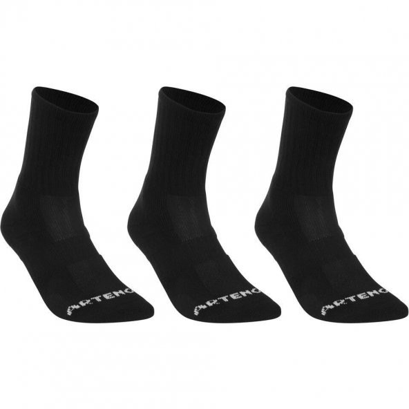 Spor Çorap 47-50 Uzun Konçlu Kışlık Çorap Havlu Yapılı Siyah 3 Çift